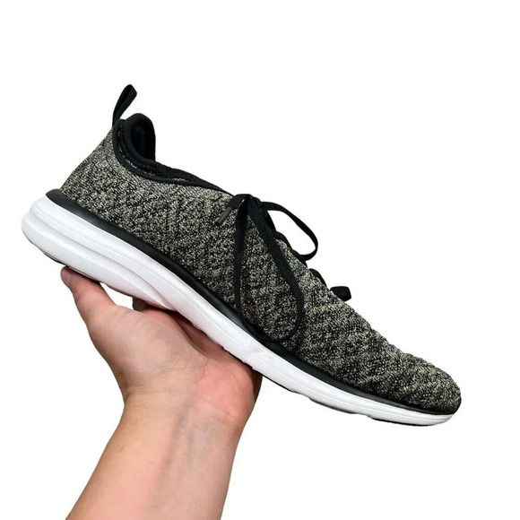 APL Techloom Phantom Runnng Sneakers Size 10 Black Gold Fused Knit Athletic - Picture 10 of 12